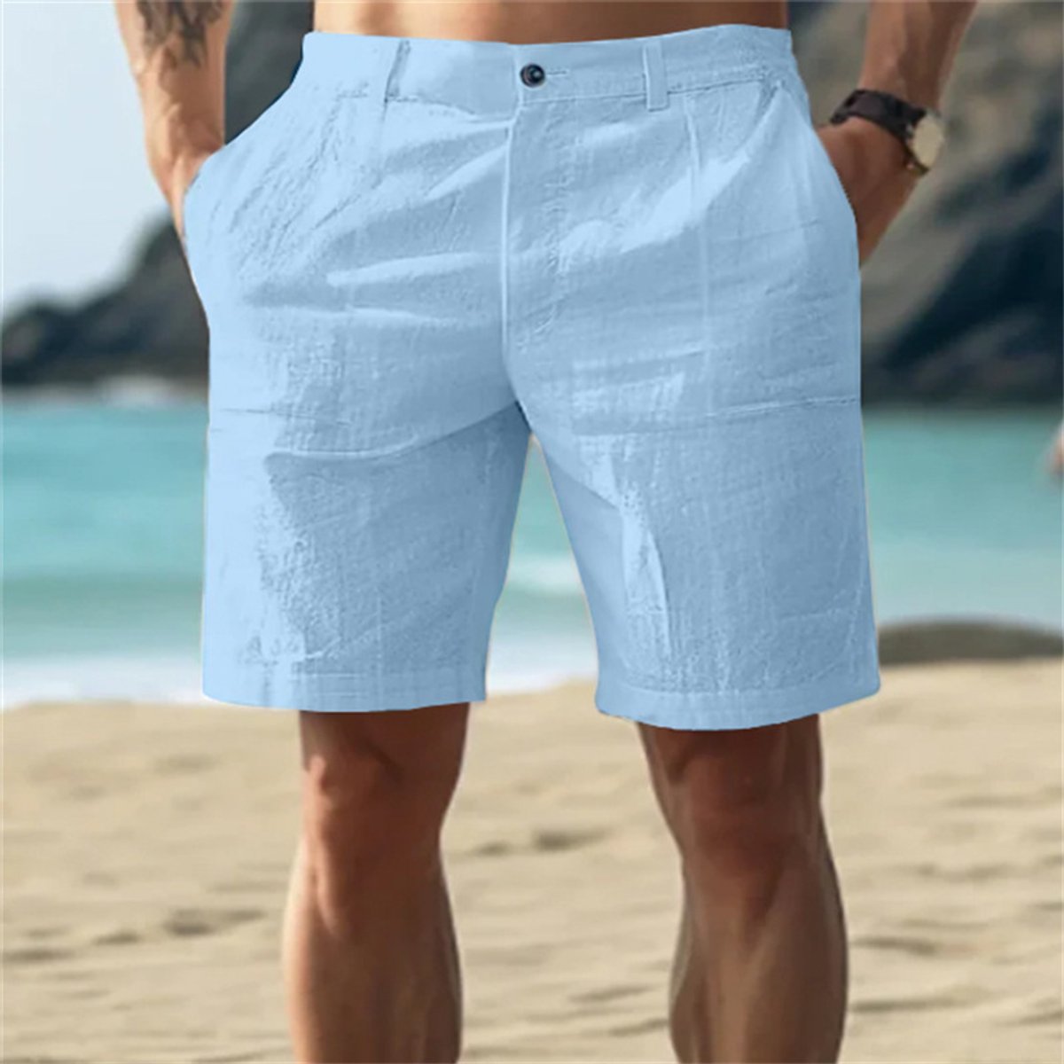 Beau | Men's Linen Shorts with Side Pockets