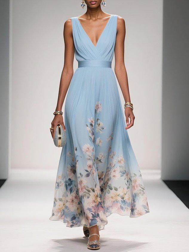 Camille | Women's Floral V-Neck Maxi Dress
