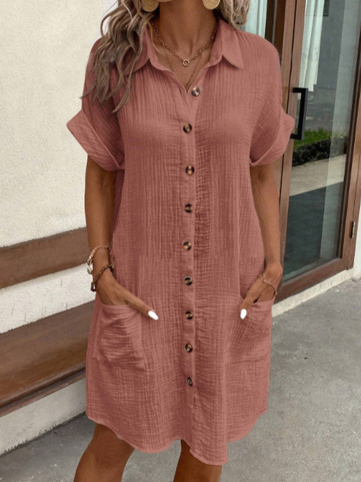 Harper | Women's Button Up Cotton Shirt Dress