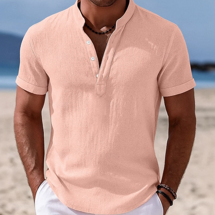 Marcus | Men's Short Sleeve Linen Henley Shirt
