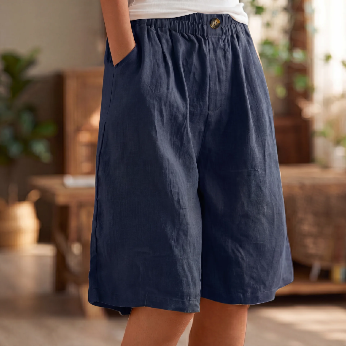 Audrey | Women's Knee Length Linen Shorts