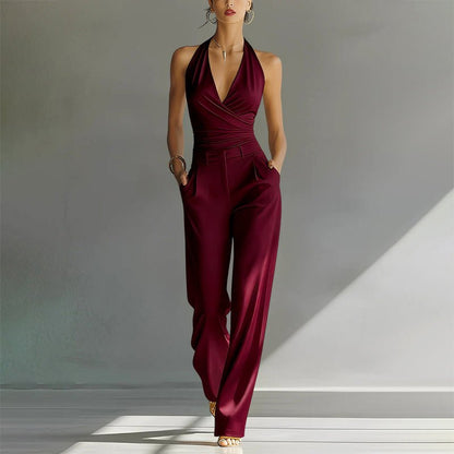 Aurelia | Women's Halter Wide Leg Jumpsuit
