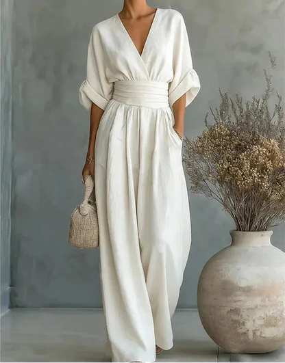 Beatrix | Women's Linen Wide-Leg Jumpsuit