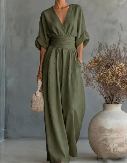 Beatrix | Women's Linen Wide-Leg Jumpsuit