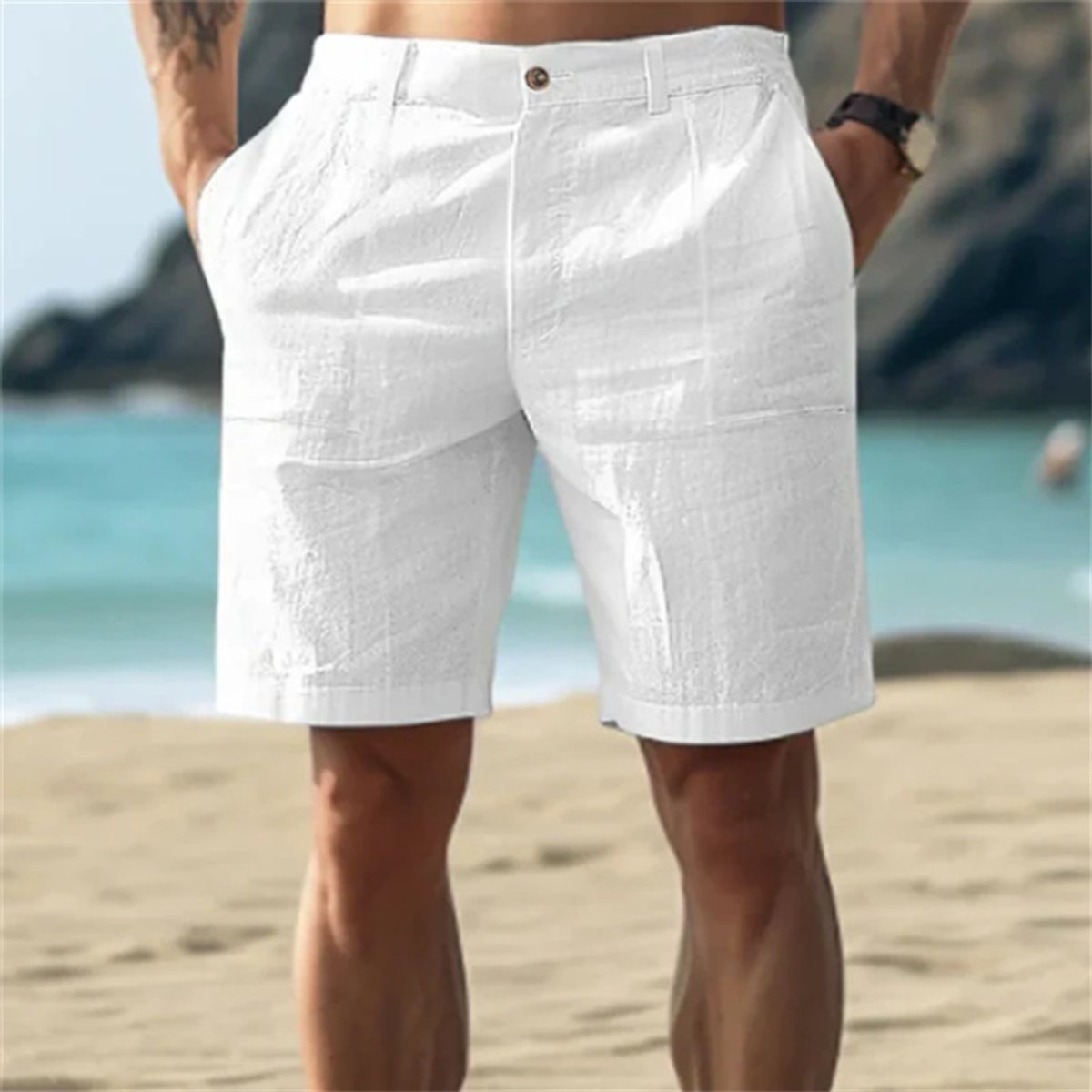 Beau | Men's Linen Shorts with Side Pockets