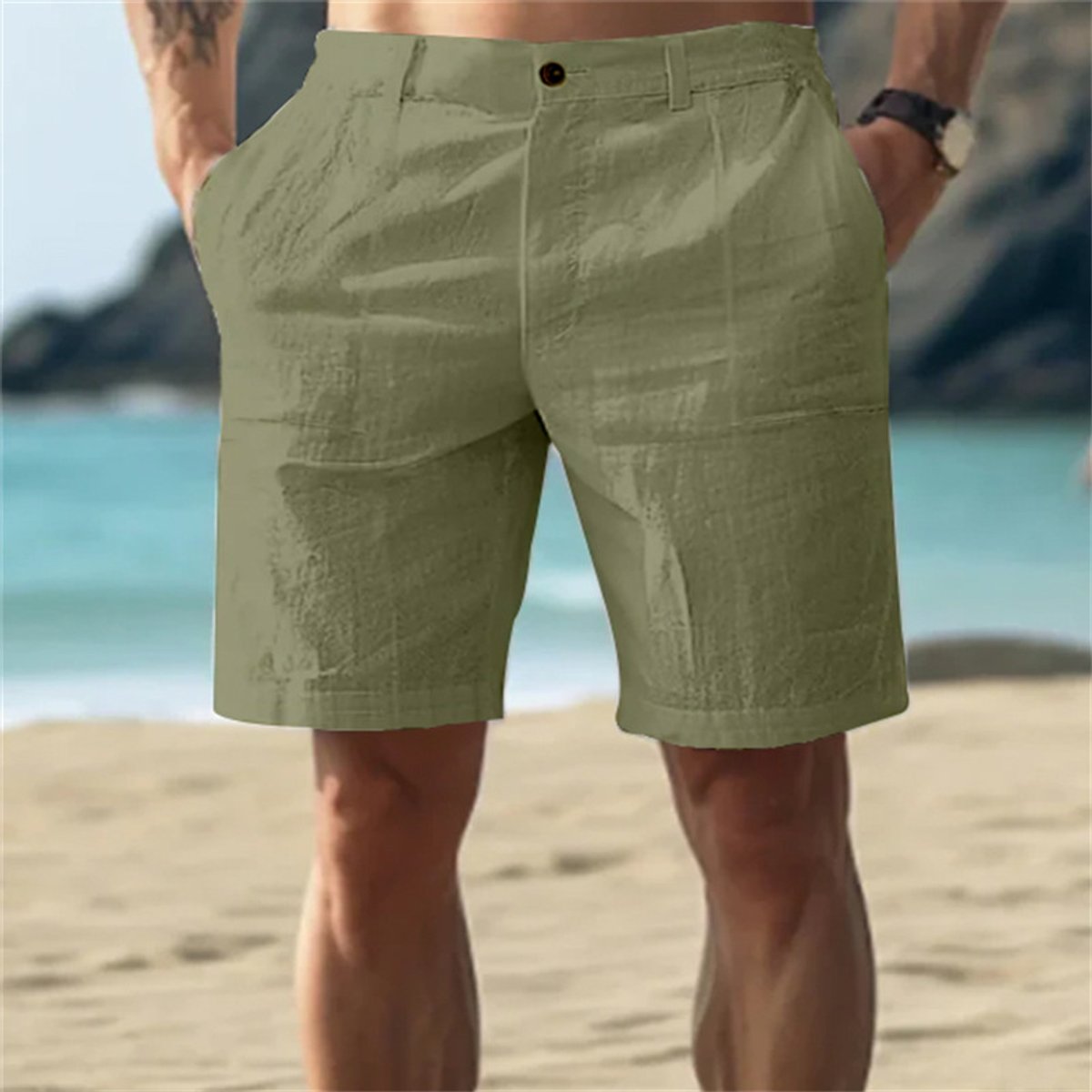 Beau | Men's Linen Shorts with Side Pockets