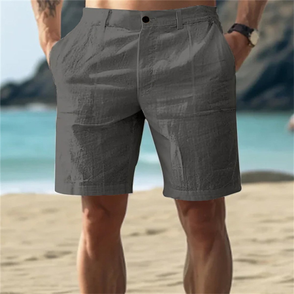 Beau | Men's Linen Shorts with Side Pockets
