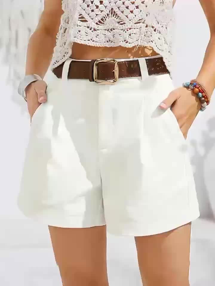 Bronte | Women's High Waisted Linen Shorts