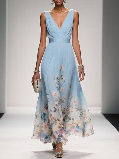 Camille | Women's Floral V-Neck Maxi Dress