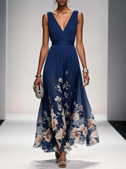 Camille | Women's Floral V-Neck Maxi Dress