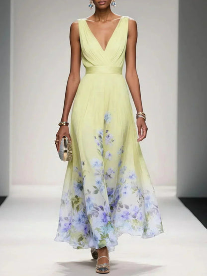 Camille | Women's Floral V-Neck Maxi Dress