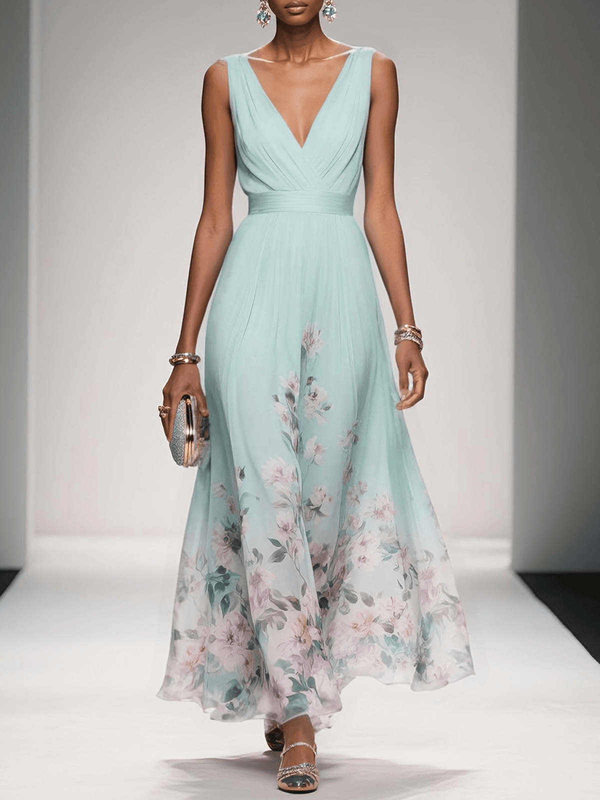 Camille | Women's Floral V-Neck Maxi Dress