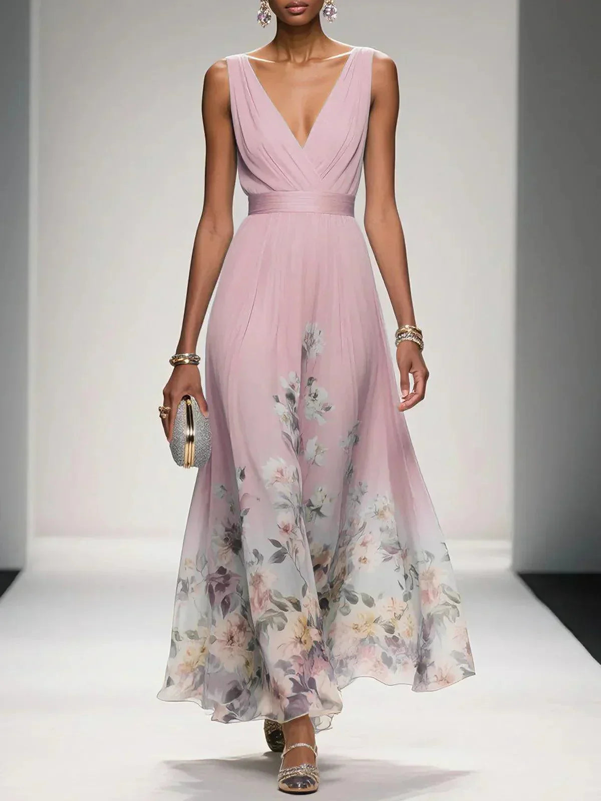 Camille | Women's Floral V-Neck Maxi Dress