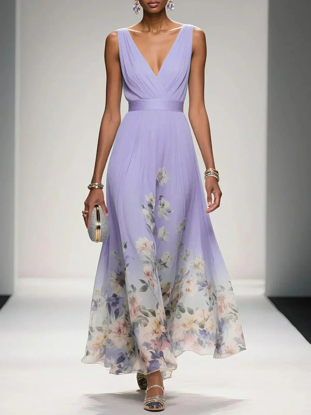 Camille | Women's Floral V-Neck Maxi Dress