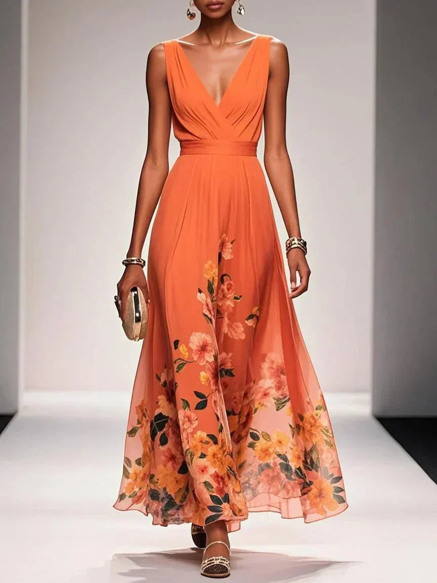 Camille | Women's Floral V-Neck Maxi Dress