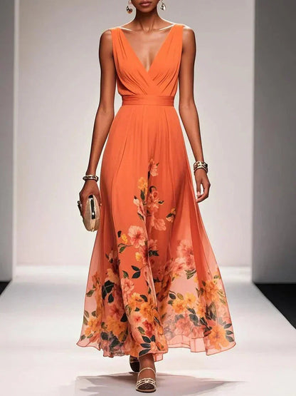 Camille | Women's Floral V-Neck Maxi Dress