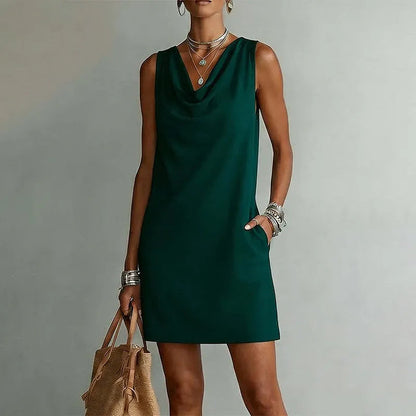 Delphi | Women's Cowl Neck Sleeveless Mini Dress