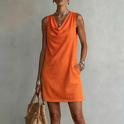 Delphi | Women's Cowl Neck Sleeveless Mini Dress