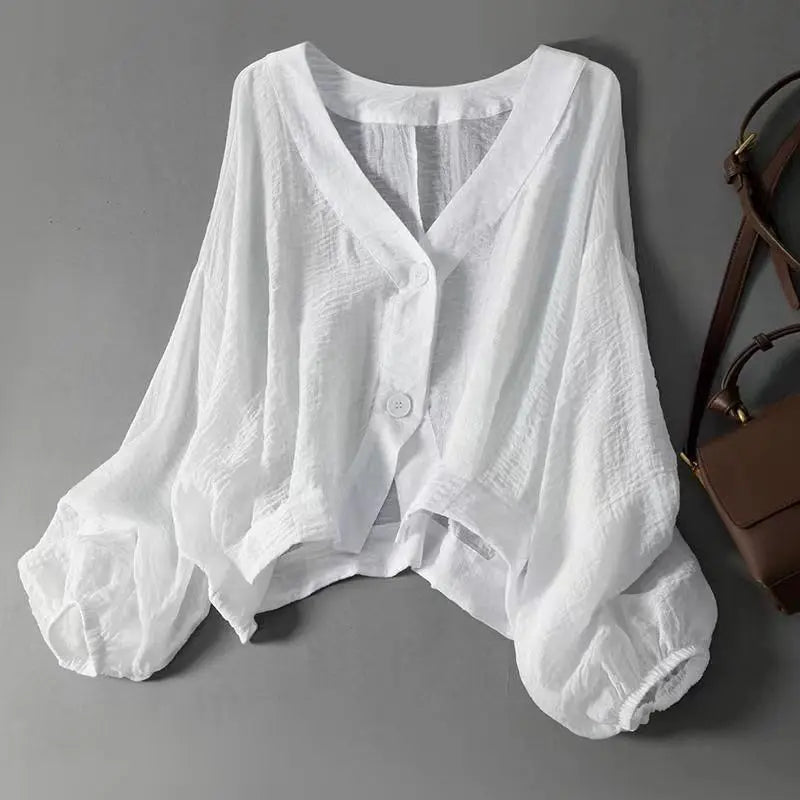 Eliana | Women's Linen Batwing Blouse