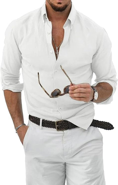 Ethan | Men's Linen Button-Up Shirt