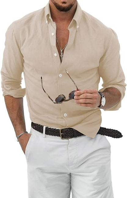 Ethan | Men's Linen Button-Up Shirt