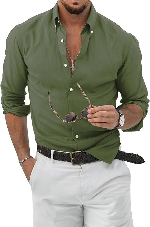 Ethan | Men's Linen Button-Up Shirt