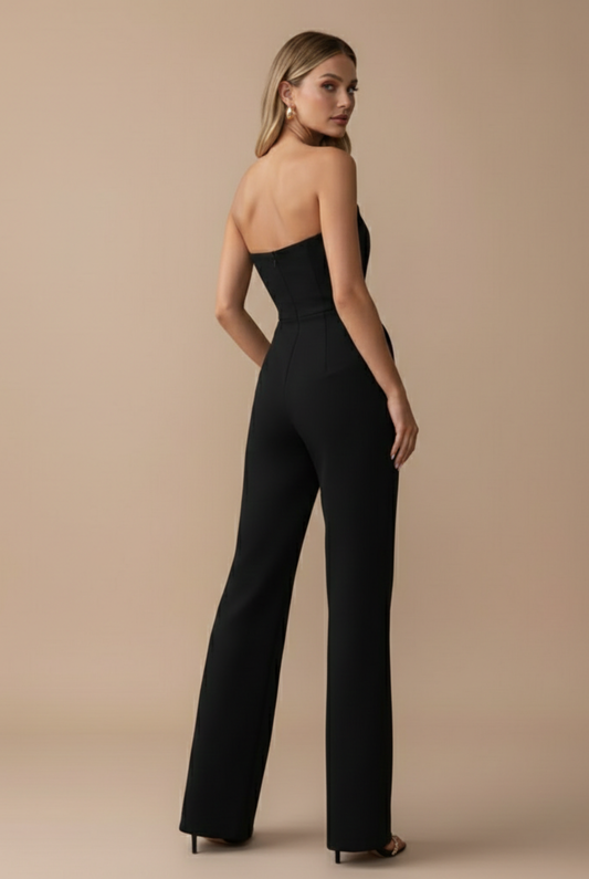 Evangeline | Women's Strapless Wide Leg Jumpsuit