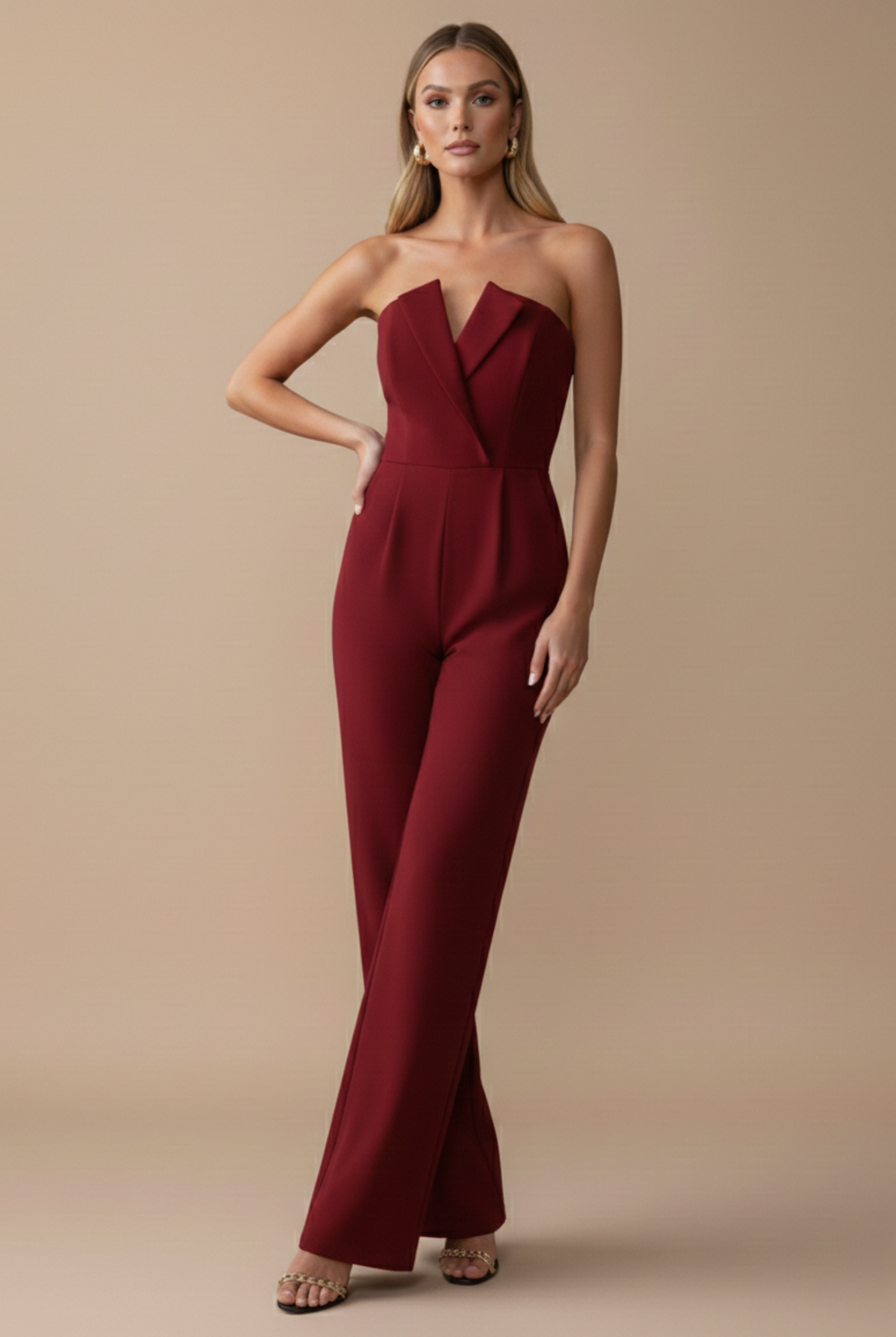 Evangeline | Women's Strapless Wide Leg Jumpsuit