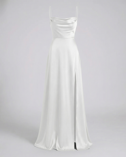 Evelyn | Women's Satin Cowl Neck Maxi Dress