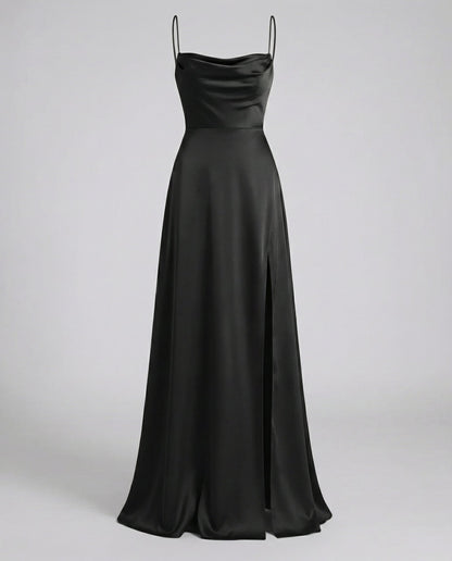 Evelyn | Women's Satin Cowl Neck Maxi Dress