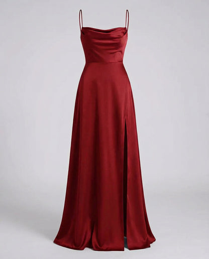 Evelyn | Women's Satin Cowl Neck Maxi Dress