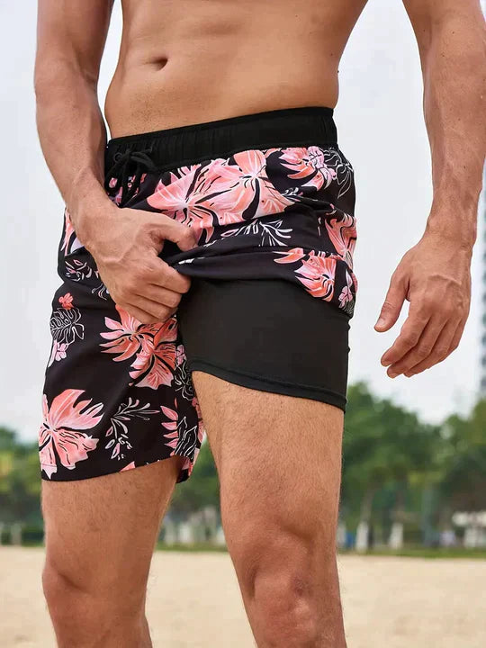 Flynn | Men's Printed Drawstring Swim Shorts