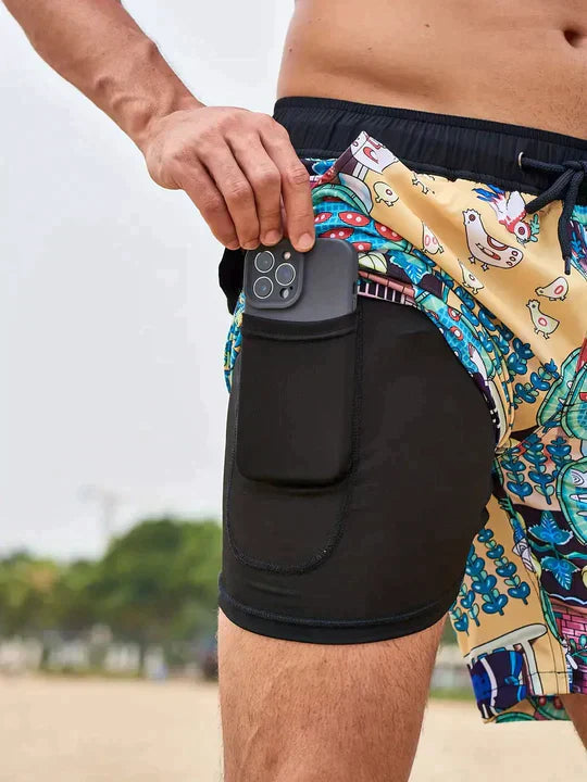 Flynn | Men's Printed Drawstring Swim Shorts