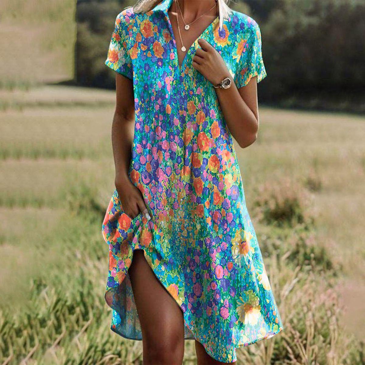 Freya | Women's Short Sleeve Floral Midi Dress