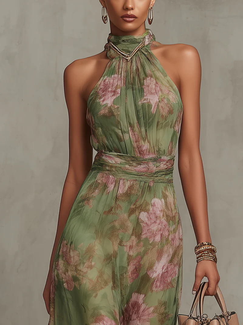 Georgia | Women's Floral Halter Maxi Dress