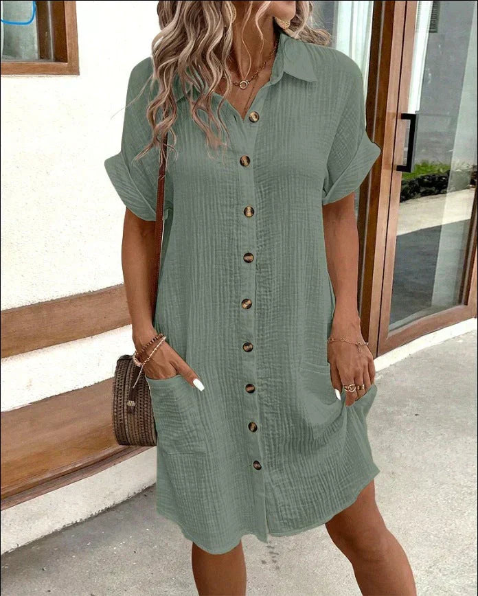 Harper | Women's Button Up Cotton Shirt Dress