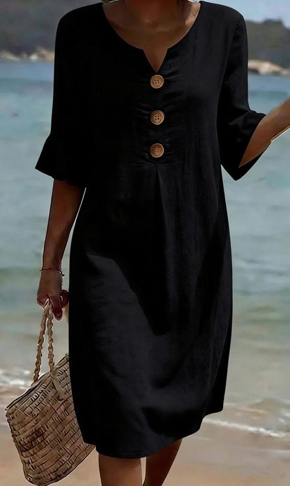 Imogen | Women's Linen Flutter Sleeve Midi Dress