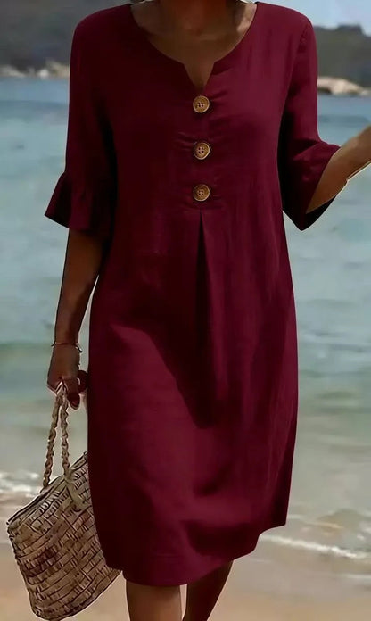 Imogen | Women's Linen Flutter Sleeve Midi Dress