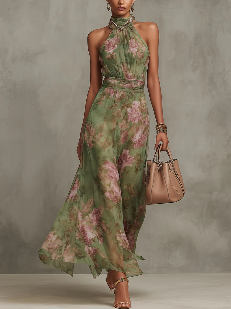 Jacinta | Women's Floral Halter Maxi Dress