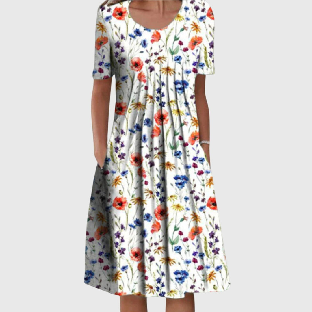 Lila | Women's Floral Short Sleeve Midi Dress