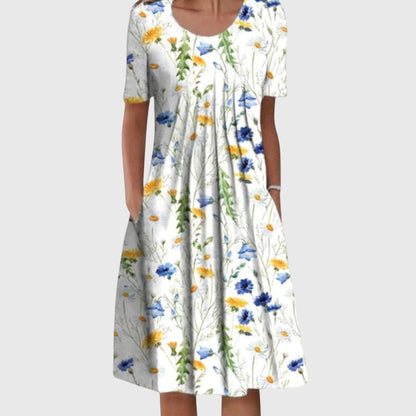 Lila | Women's Floral Short Sleeve Midi Dress