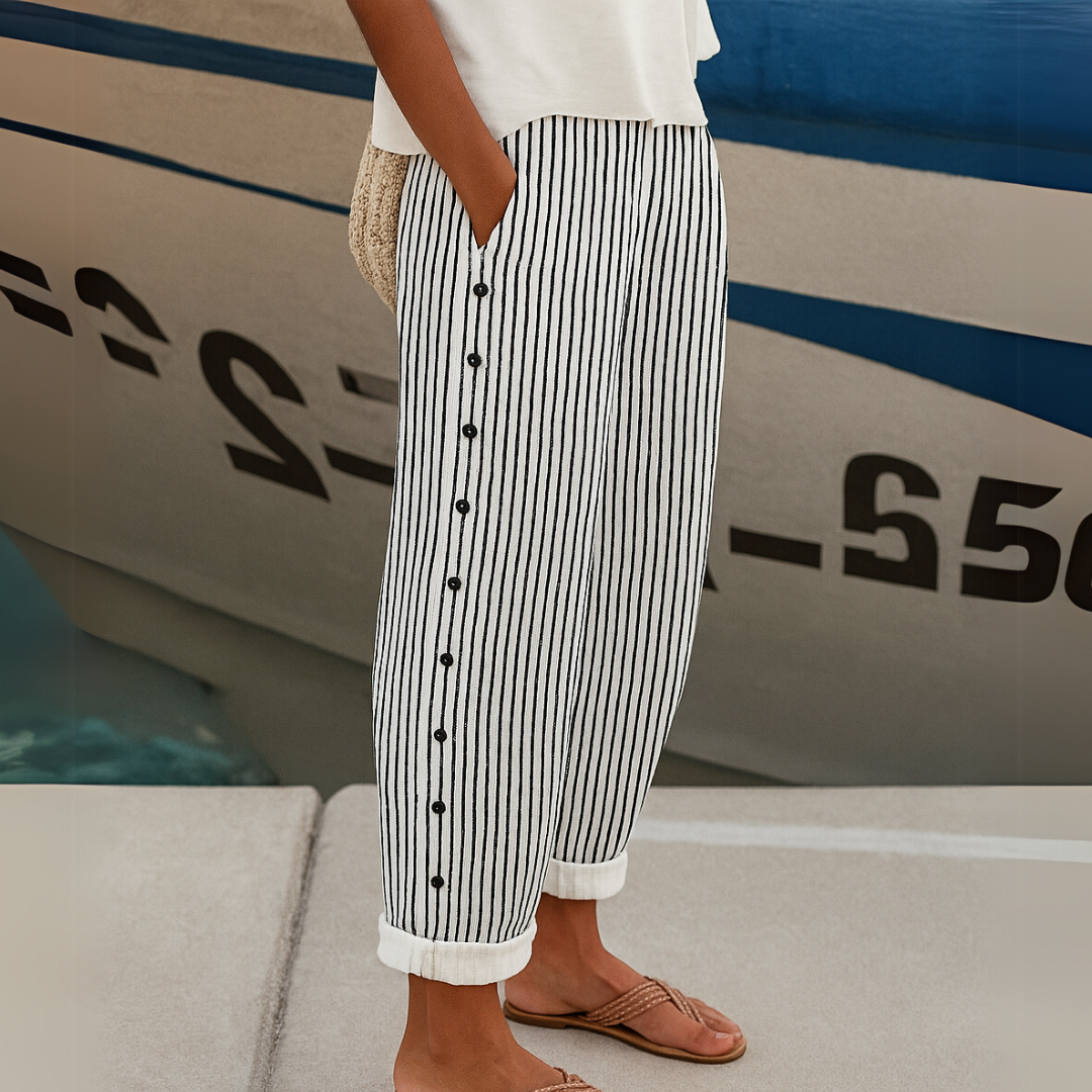 Lottie | Women's Striped Button Pants