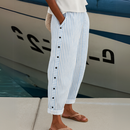 Lottie | Women's Striped Button Pants