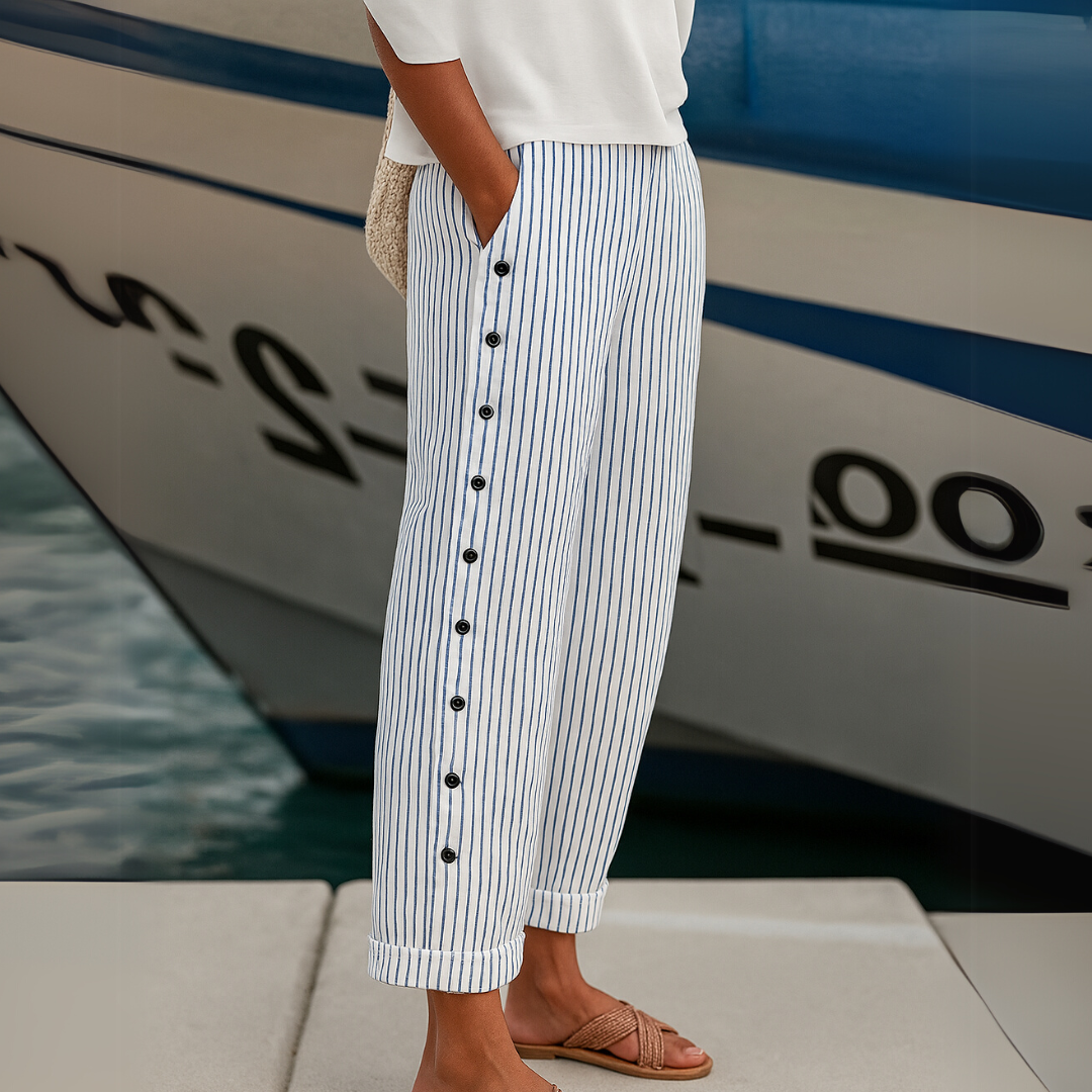 Lottie | Women's Striped Button Pants