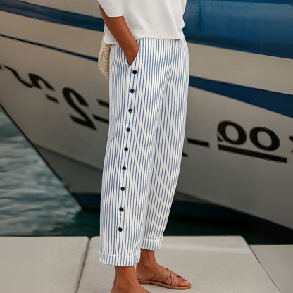 Lottie | Women's Striped Button Pants