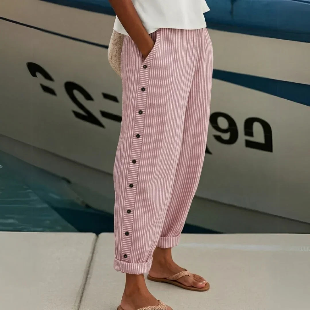 Lottie | Women's Striped Button Pants