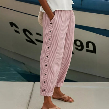 Lottie | Women's Striped Button Pants