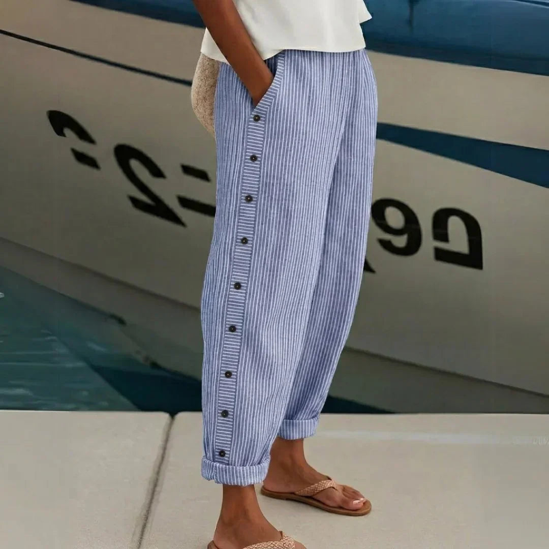 Lottie | Women's Striped Button Pants