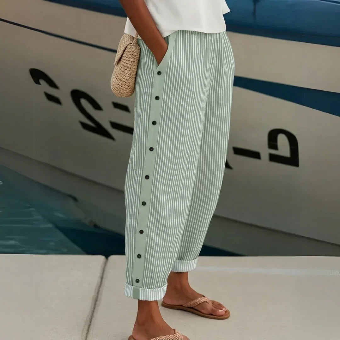 Lottie | Women's Striped Button Pants