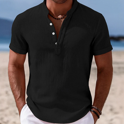 Marcus | Men's Short Sleeve Linen Henley Shirt